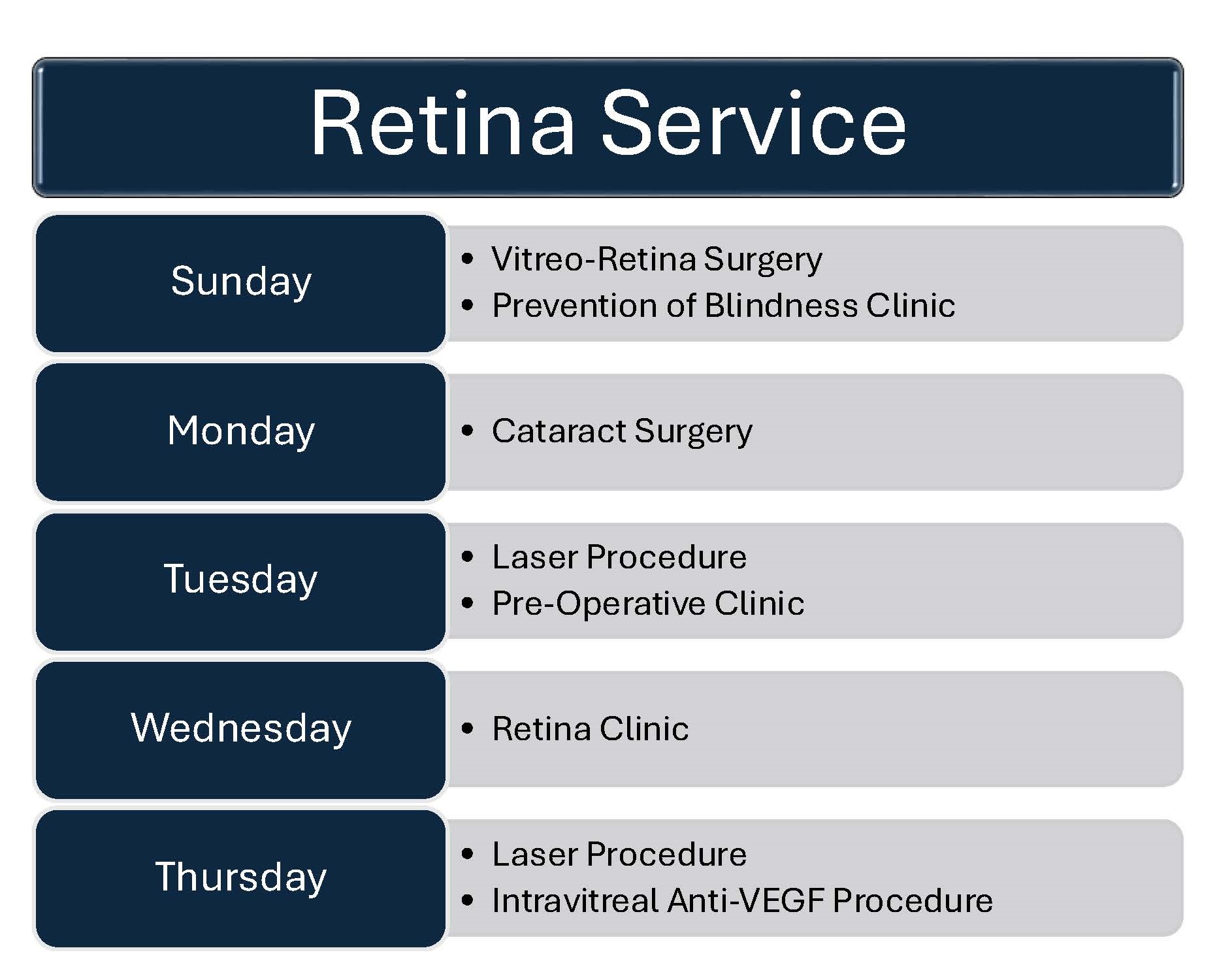 Clinic Retina Schedule