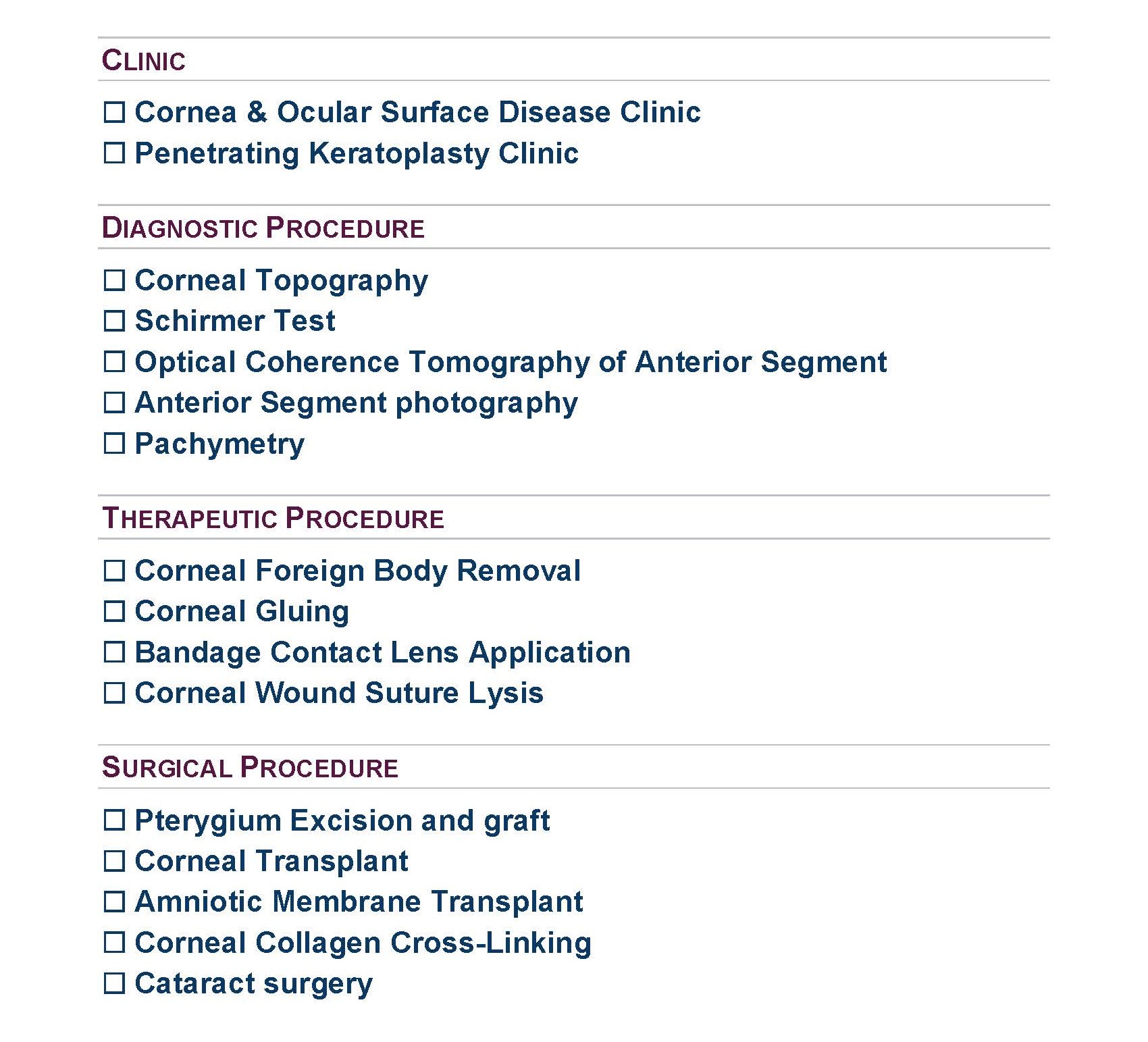 Cornea Services